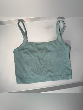Classic Ribbed Tank Crop Top - Sage Green